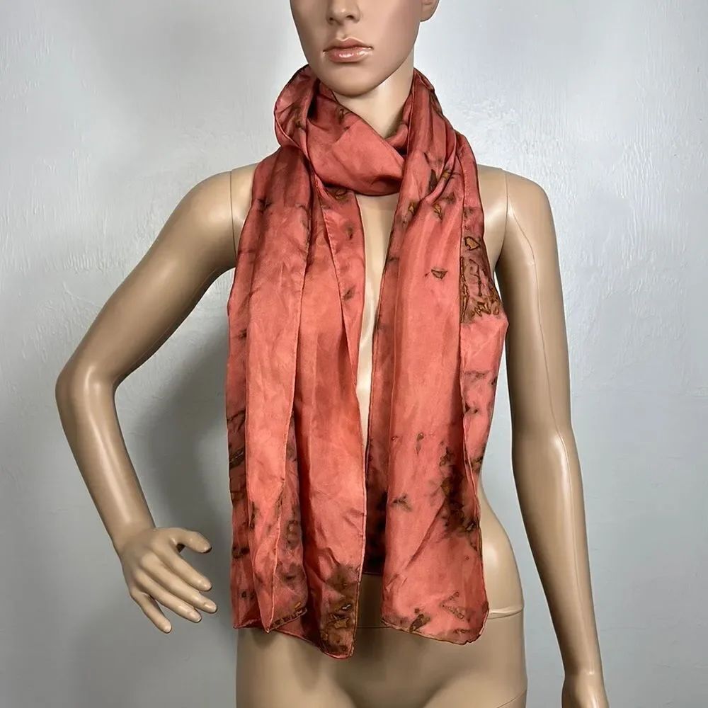 Tie Dye Lightweight Hand Rolled Scarf In Light Brick Red Color